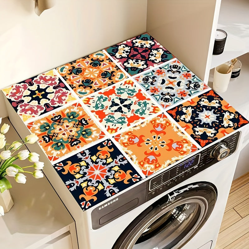 Washing Machine Cover Vintage Mosaic Pattern Dustproof Anti-Slip Diatomite Material 23.62 x 19.69 Inch Multi-Use Appliance Protector for Laundry Room Kitchen Top Load Washer