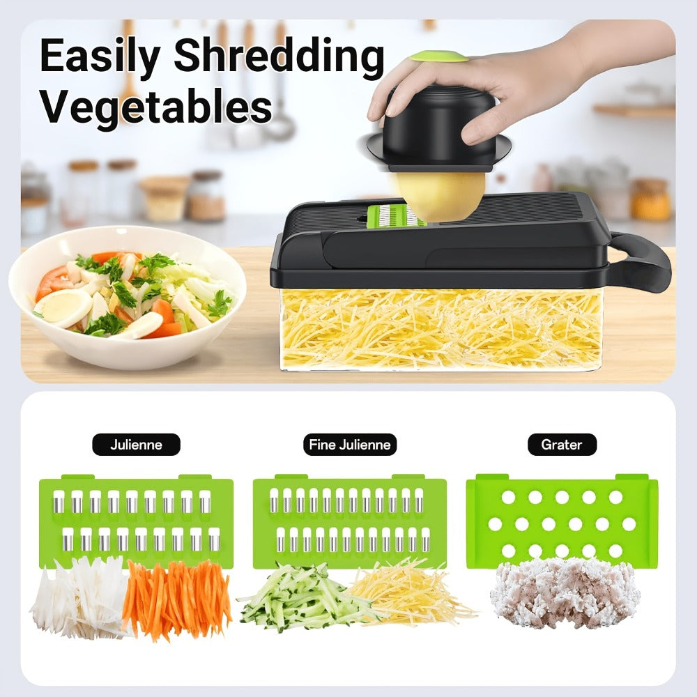 Vegetable Chopper 18-in-1 Multifunctional Food Chopper & Mandoline Slicer with Container ¨C Onion Dicer, Adjustable Cutter for Kitchen Meal Prep, Gray