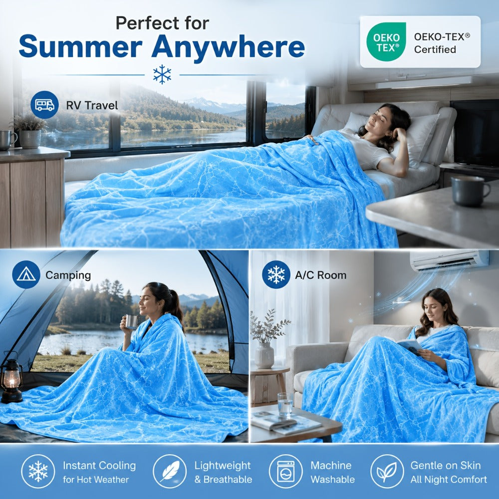 Cooling Blanket for Hot Sleepers - Summer Lightweight Breathable Throw Blanket Double-Sided Soft Cool Blanket for Bed Couch Sofa Night Sweats Hot Flashes Relief Tie-Dye & Solid Colors