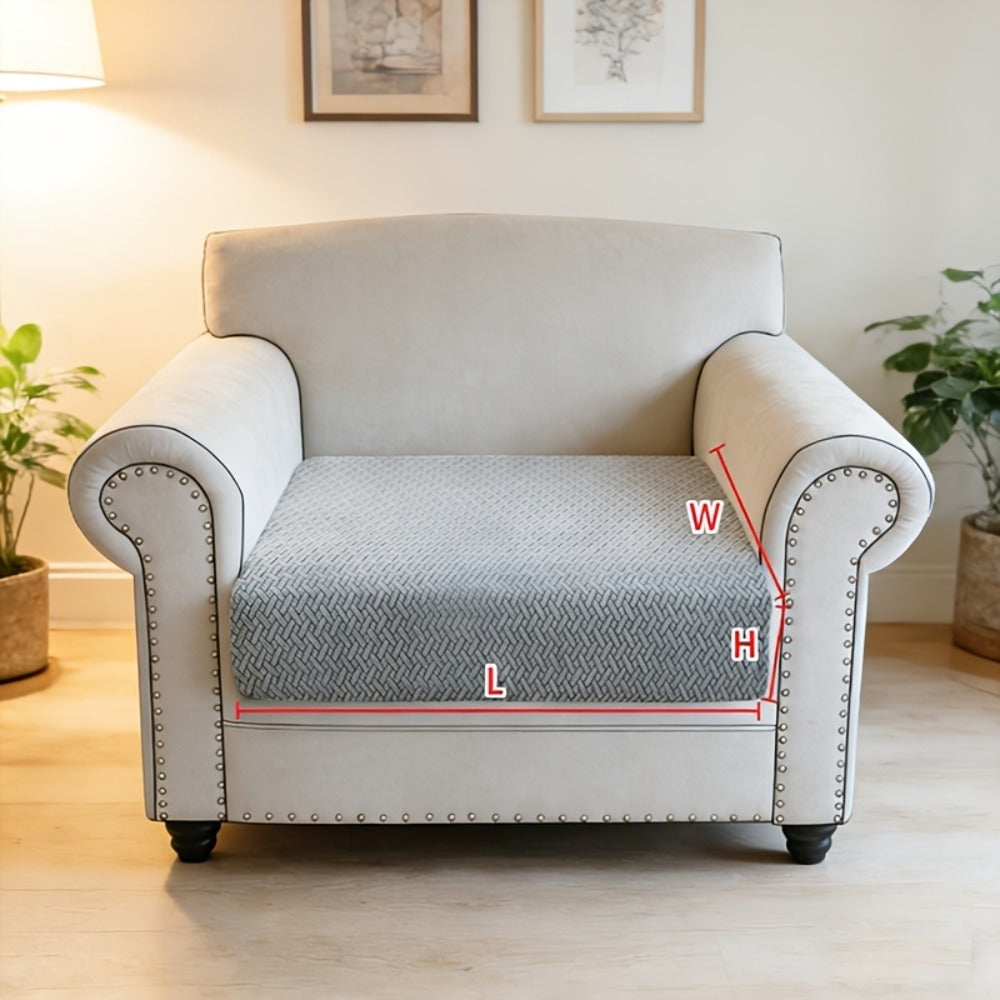 Jacquard Stretch Sofa Cover Non-Slip | Elastic Wear-Resistant Couch Slipcover, Polyester Jacquard Fabric, 1 to 4 Seat Sectional L-Shape, Armrest Backrest, Machine Washable