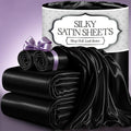 Satin Bed Sheet Set 4-Piece, Cooling Silky Soft Microfiber Sheets with Deep Pocket Fitted Sheet, Flat Sheet & 2 Pillowcases, Breathable Lightweight Bedding for Twin Full Queen King