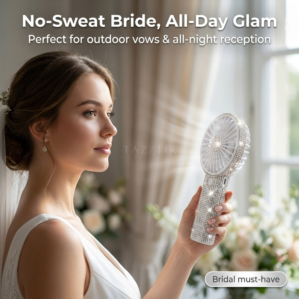 Mini Handheld Fan USB Rechargeable, Diamond-Style Portable Personal Fan with Long Battery Life, Compact Small Fan for Travel, Outdoor, Desk, Wedding, Valentine's Day and Mother's Day Gift