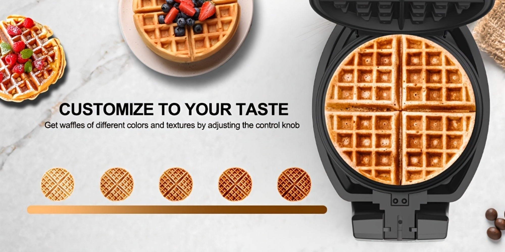 Belgian Waffle Maker 180¡ã Rotating Flip Waffle Iron, Non-Stick Plates, Adjustable Browning Control, Removable Drip Tray, Cool Touch Handle, Stainless Steel, Space-Saving Foldable Design ¨C Single & Double