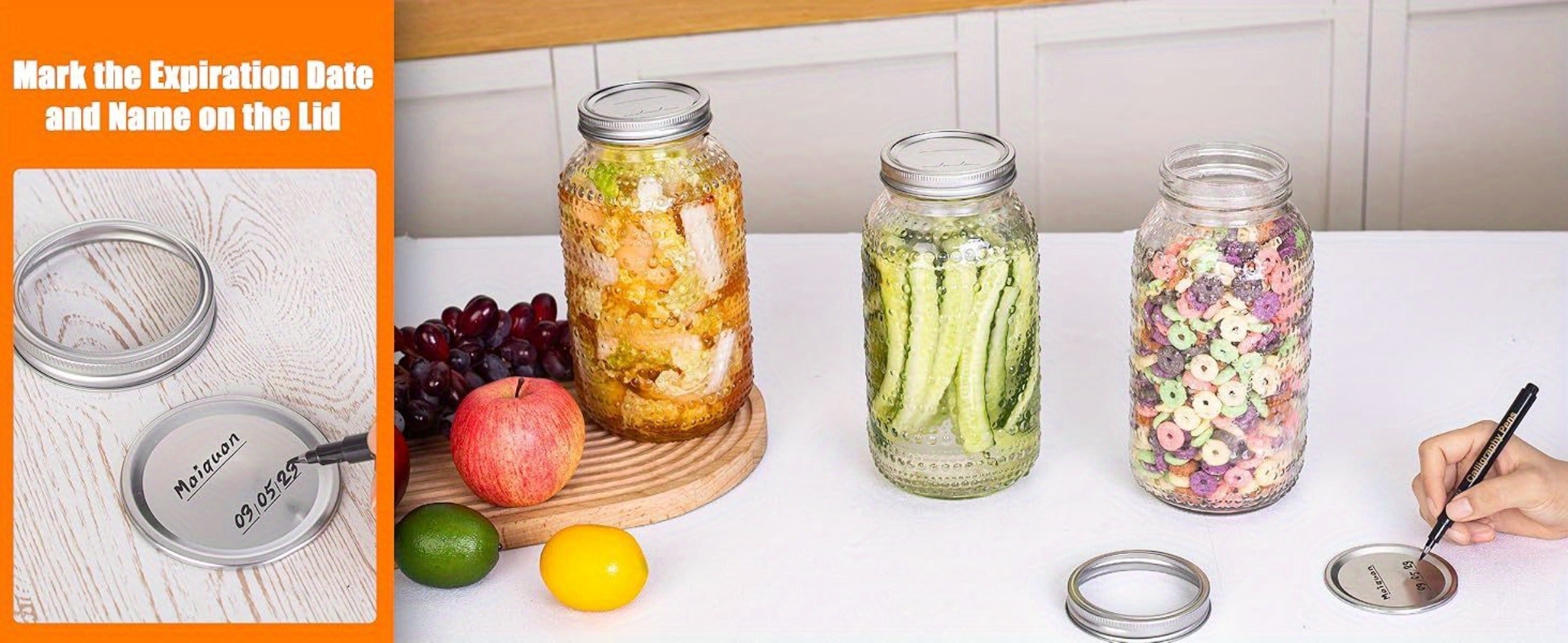 Mason Jars 64oz Wide Mouth with Lids 3 Pack Large Glass Canning Jars Airtight for Food Storage Meal Prep Pickling Salad Jam Centerpieces Vase Kitchen Pantry
