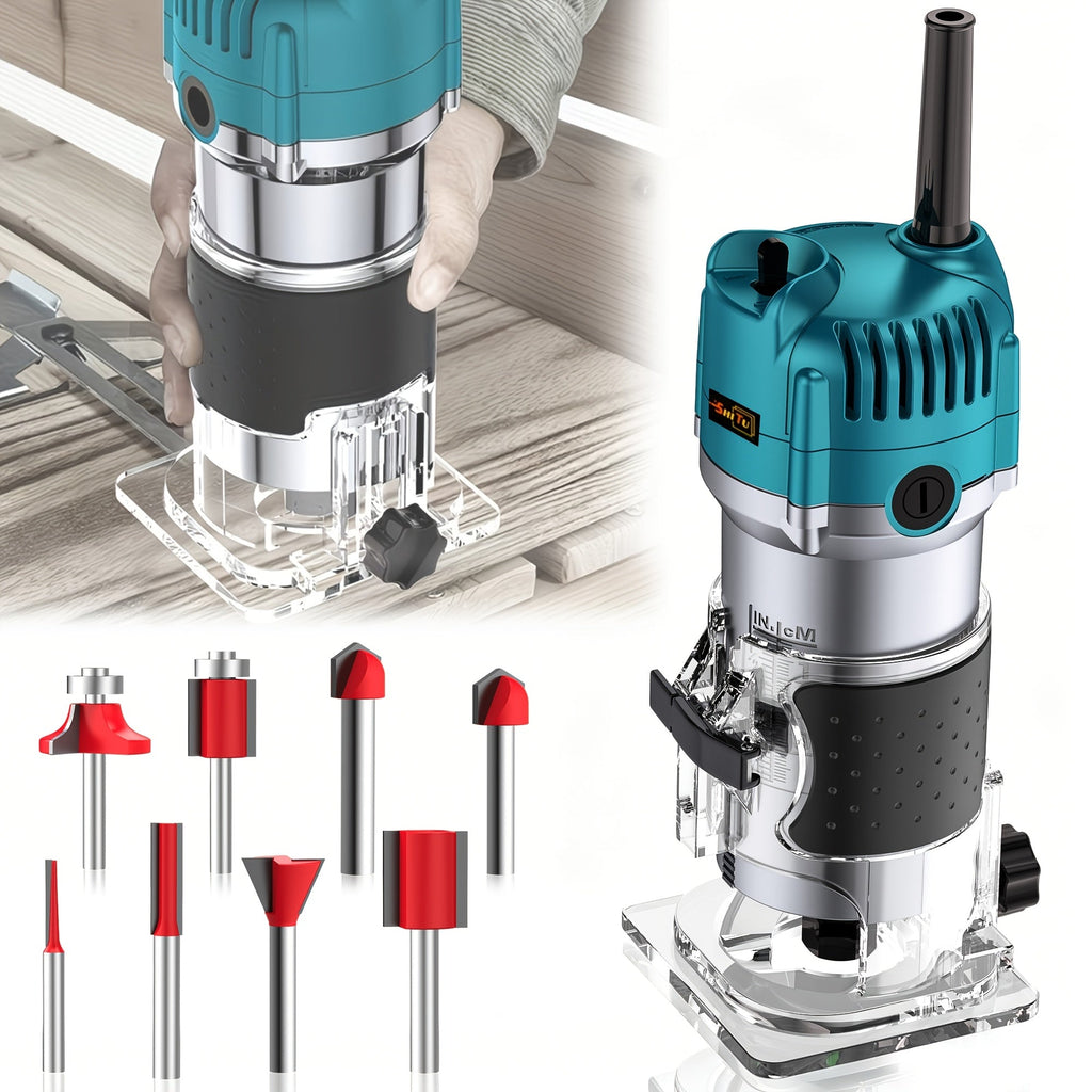 Electric Edge Cutting Machine Multifunctional Wood Router Trimmer - Adjustable Speed, Wood Chamfering Slotting Milling Carving Tool with Accessories, Industrial Planer for Woodworking