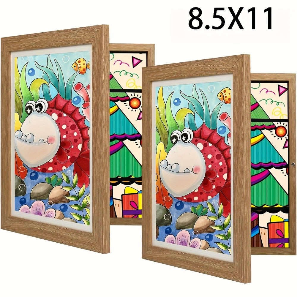 Kids Artwork Frame Front Opening Changeable 8.5x11 Children Art Display Picture Frame Holds 100+ Pieces for Drawing Crafts Photos 2 Pack 4 Pack Wood White