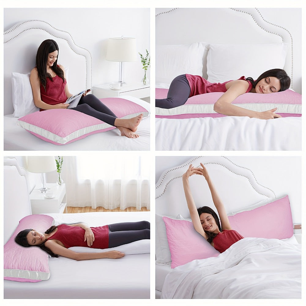 Body Pillow for Adults Full Body Pillow Firm Long Sleeping Pillow for Back Stomach Side Sleeper Bed Pillow Support Pregnancy Pillow Grey Pink