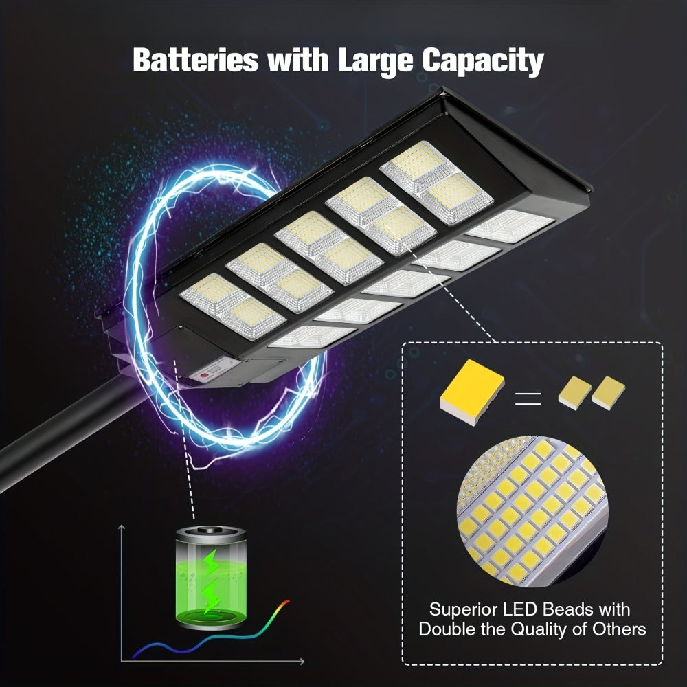 Solar Street Lights Outdoor 800 LED IP54 Waterproof with Motion Sensor ¨C 6500K Dusk to Dawn Flood Light, Remote Control, Adjustable Brightness & Timer for Parking Lot Yard Garage Driveway Rural Area