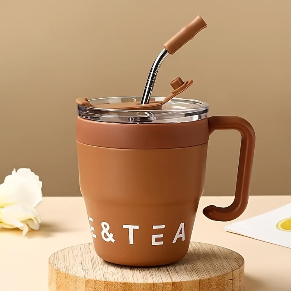 Insulated Stainless Steel Tumbler with Straw & Lid - 16oz Double Wall Vacuum BPA-Free Travel Mug for Hot & Cold Drinks