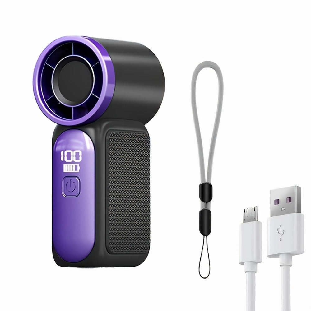 Turbine Fan Mini Handheld High Speed 100-Speed Wind Cannon USB Rechargeable Portable Outdoor Cooling Fan Compact Personal Fan for Travel Camping Sports