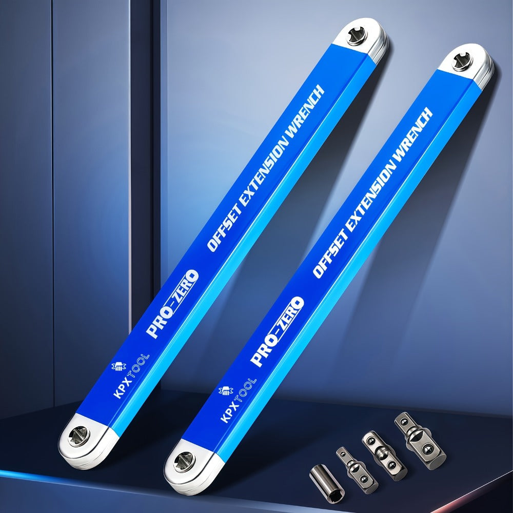 Ratchet Wrench Set 2-in-1 Multi-Function Offset Extension | 1/2¡± 1/4¡± 3/8¡± Square Head Adapters | 180¡ã Swivel High Torque Non-Slip Handle | Durable Metal Automotive Repair Hand Tool