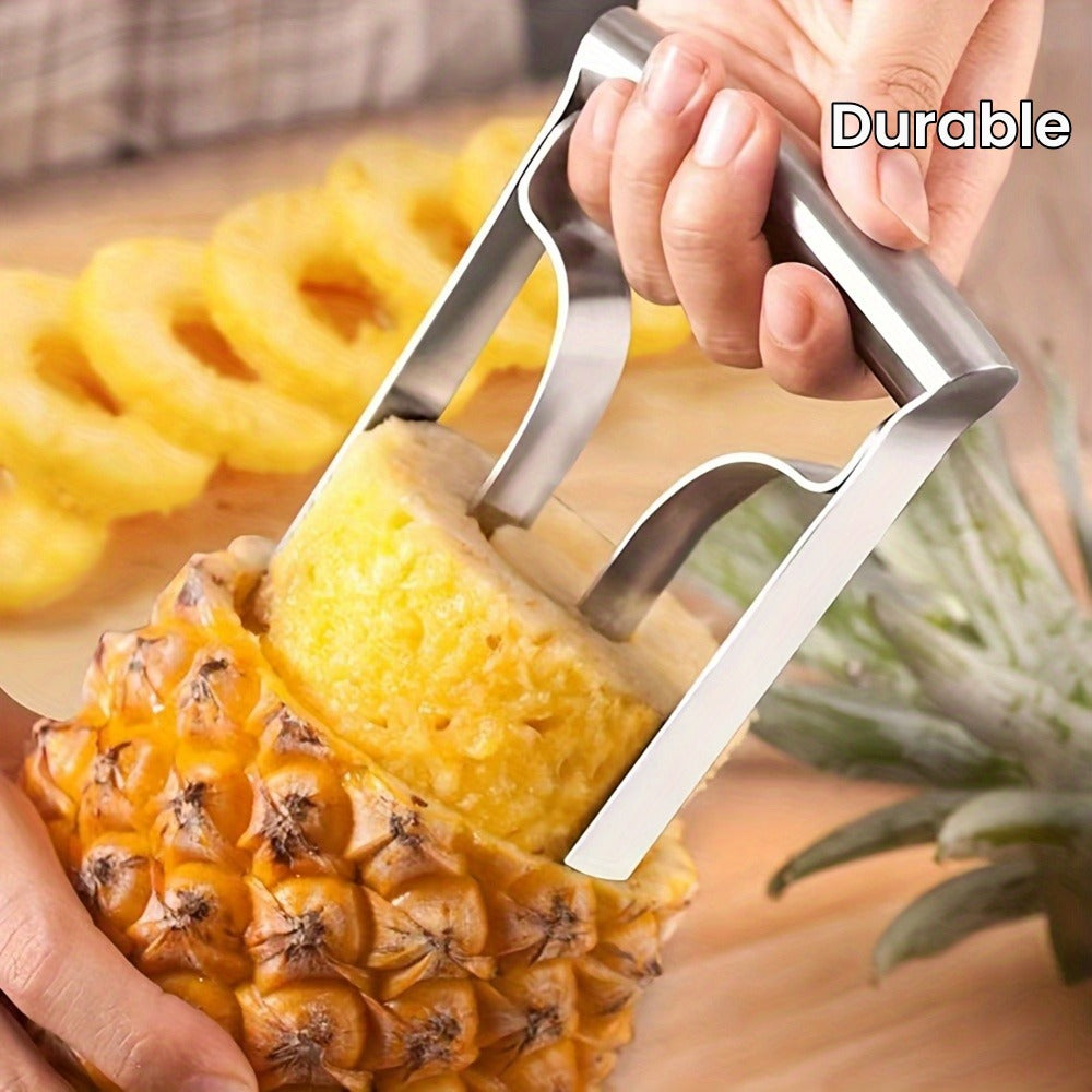 Pineapple Corer Slicer Stainless Steel ¨C Easy One-Step Pineapple Cutter with Comfortable Grip for Home Kitchen Restaurant Use, Removes Core & Slices into Rings (1pc / 2pcs)