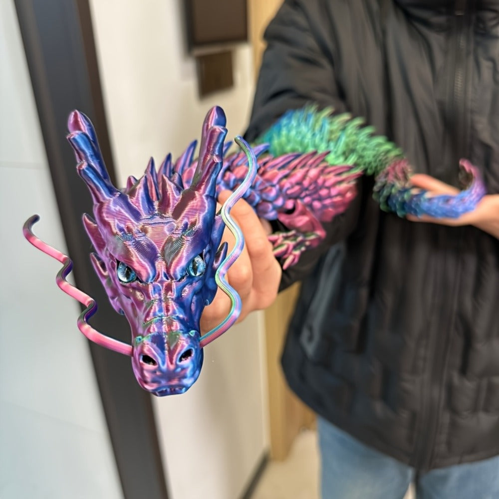 3D Printed Articulated Dragon Figurine 35.4¡± Giant Poseable Chinese Dragon Collectible Sculpture | Flexible Joints Fantasy Desk Decor for Home Office Car | Unique Gift for Dragon Collectors Mom Dad