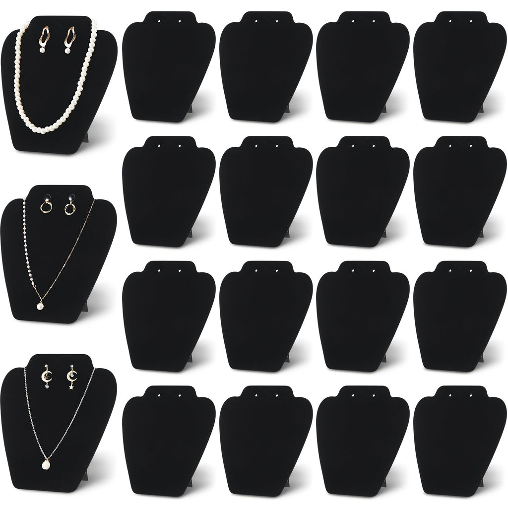 Necklace Display Stand Black Velvet 24pcs Collapsible Jewelry Easel Holder for Necklace Earrings Bracelet Home Store Jewelry Rack Tower Organizer 7.38'' x 8.25''