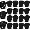 Necklace Display Stand Black Velvet 24pcs Collapsible Jewelry Easel Holder for Necklace Earrings Bracelet Home Store Jewelry Rack Tower Organizer 7.38'' x 8.25''