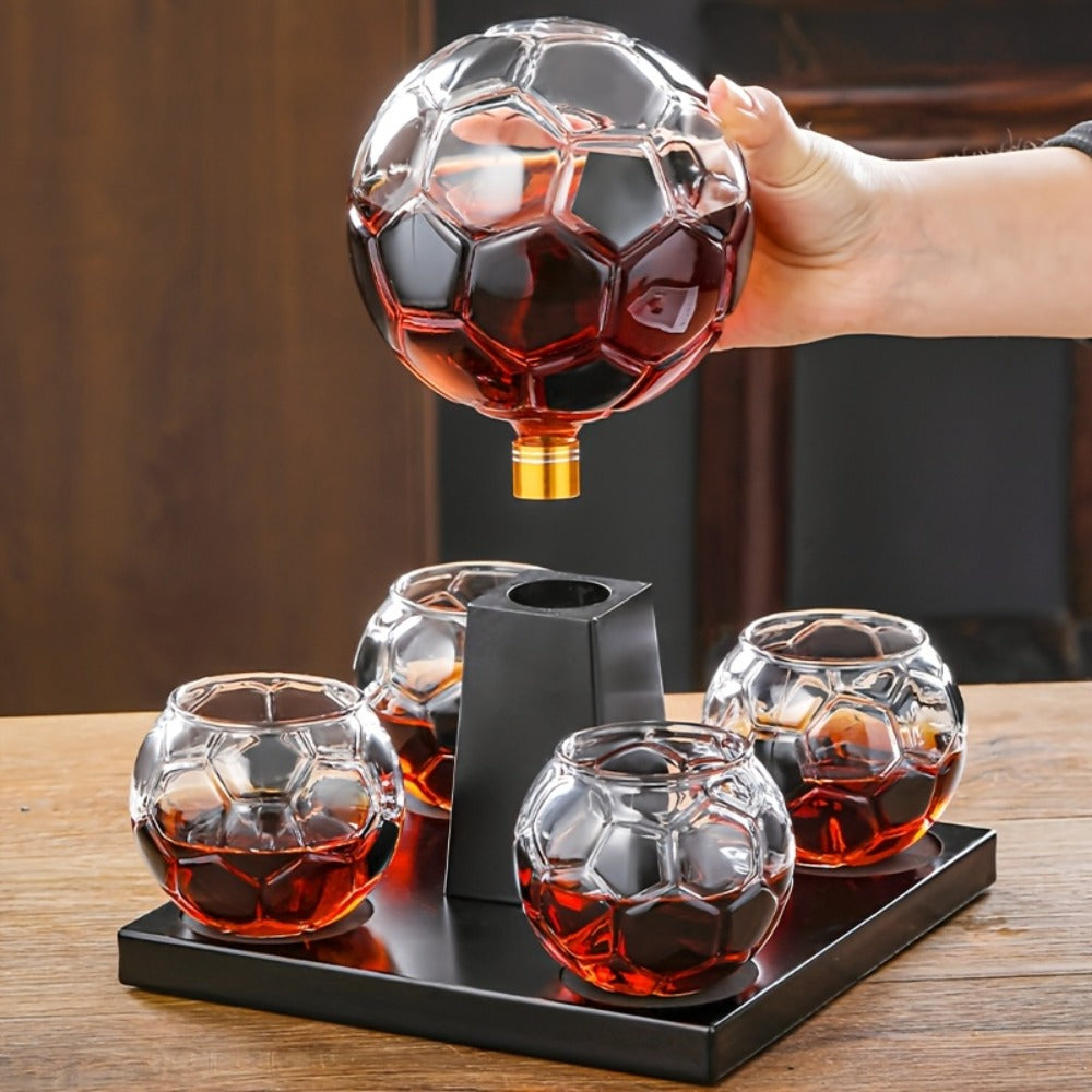 Football Shaped Whiskey Decanter Set with 4 Cups 30oz - Unique Birthday Gift for Men, Dad Gift, Valentine's Day Gift, Home Bar Decor, Christmas Gift