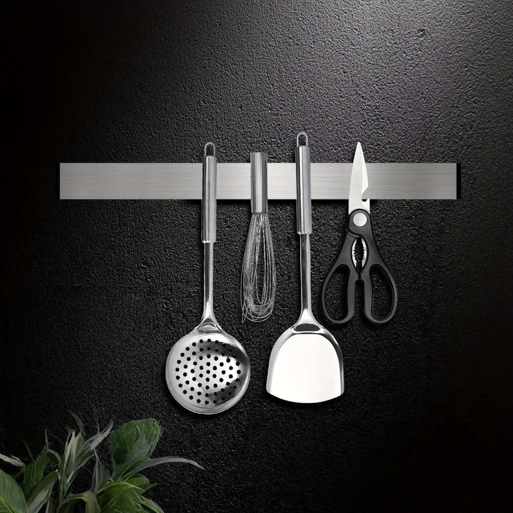 Magnetic Knife Holder Wall Mounted ¨C Stainless Steel Punch-Free Knife Strip Rack for Kitchen, Holds Chef Knife Santoku Bread Knife, No-Drill Knife Bar for Home Restaurant Kitchen Organization