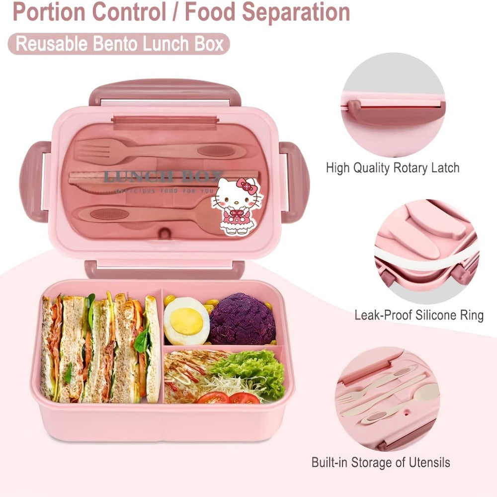 Sanrio Lunch Box Set 53pcs Bento Box with Thermal Bag Breakfast Cup Portable Sealed Compartment Microwave Dishwasher Safe for Work Picnic School