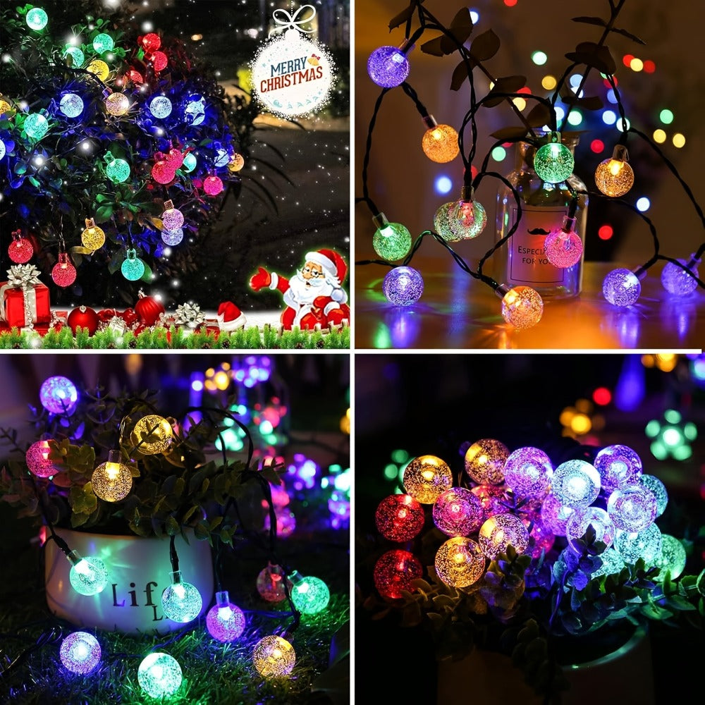 Moroccan Solar String Lights Outdoor - Metal Sphere Fairy Lights with 20/30/50 LED Beads, 8 Modes, IPX65 Waterproof | Boho Garden Lights for Patio, Lawn, Wedding, Christmas Tree & Party Decoration