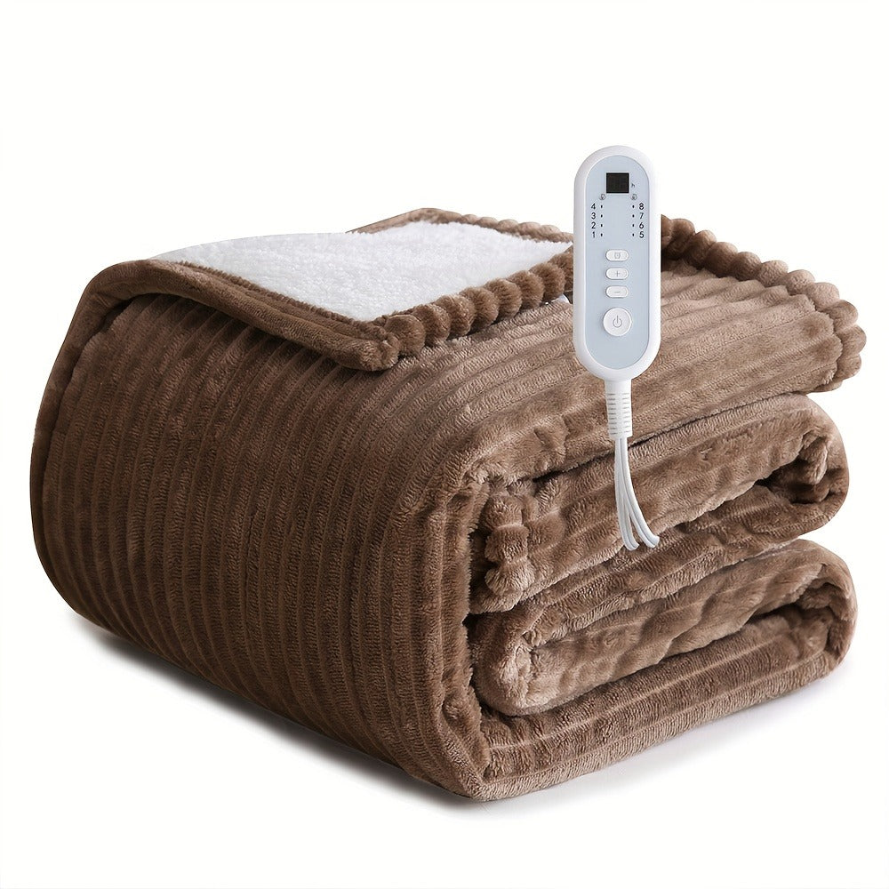 Electric Blanket with Temperature Control and Timer ¨C Extra Large Flannel Heated Blanket, 8 Levels 10-Hour Auto-Off, Machine Washable, PTC+NTC Overheat Protection, Throw Twin Full Queen King