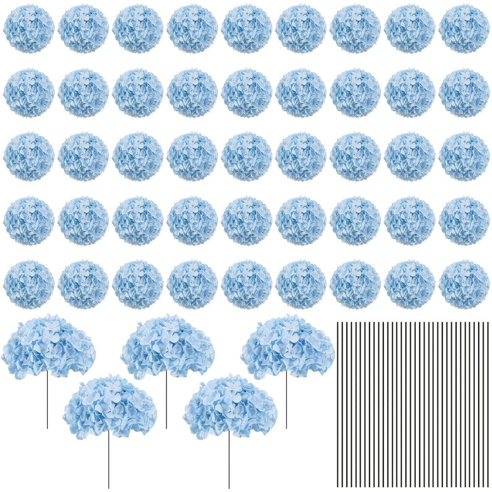 Artificial Hydrangea Flowers with Stems 72Pcs Fake Silk Hydrangea Flower Heads Bulk for Wedding Centerpieces Home Party Table Vase Decor Blue Purple Pink Champagne