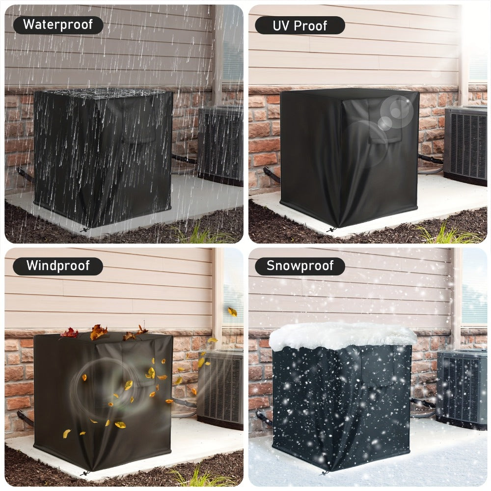 Outdoor AC Cover Heavy Duty Weatherproof Air Conditioner Cover for Outside Units UV Resistant Windproof Snowproof Dustproof with Storage Bag for Central AC Systems 24x24x30 Inch