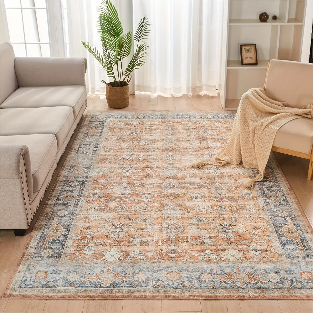 Area Rug Boho Vintage Washable Non-Slip Rug for Living Room Bedroom Traditional Woven Carpet Home Decor