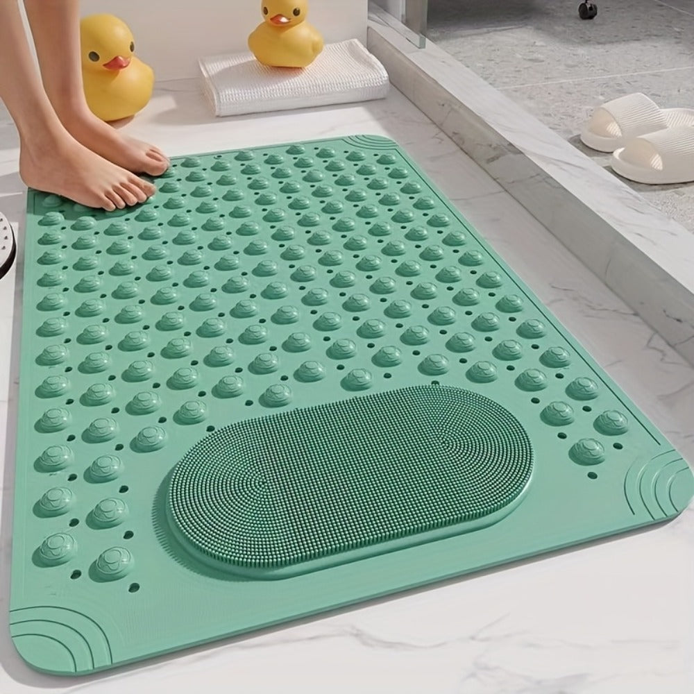 Non-Slip Bath Mat with Massage Buttons - PVC Shower Mat with Polka Dot Pattern, 0.35¡± Thick Rectangular Bathroom Safety Mat | Anti-Slip Bathtub Mat for Shower, Tub & Bathroom Floor | Multiple Colors