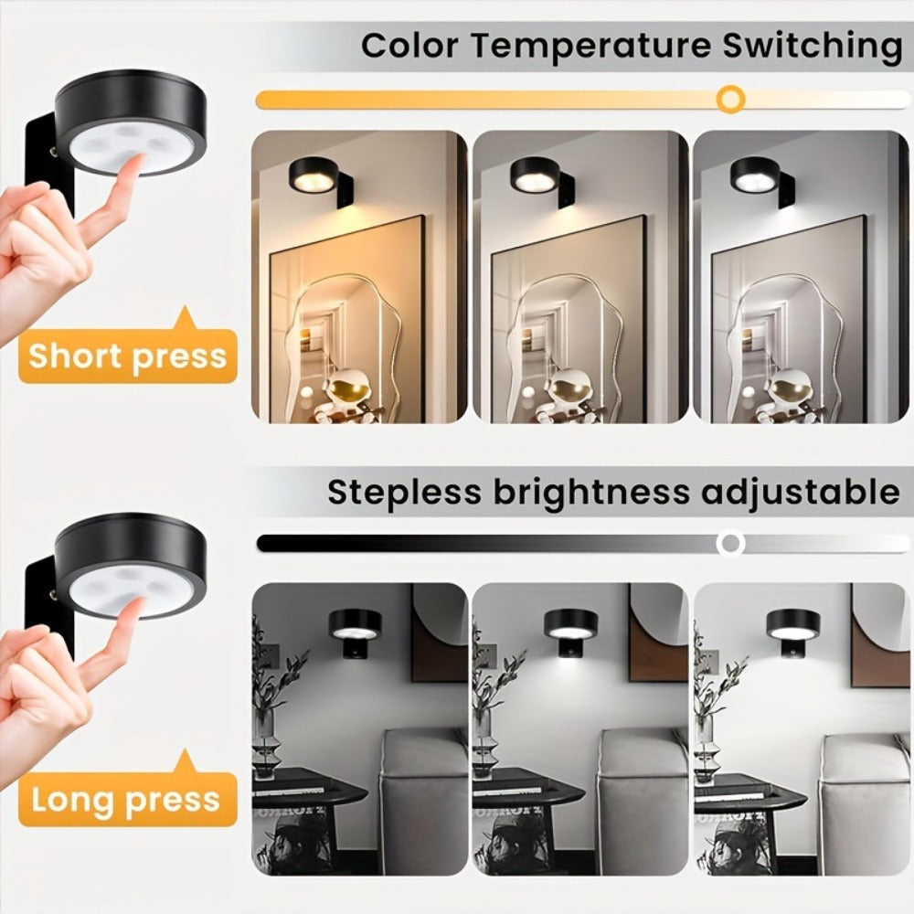 Battery Operated Picture Lights 3-Pack, Magnetic Painting Light with Remote & Timer, 3 Lighting Modes Dimmable Wireless Wall Puck Lights for Art Frames Portraits ¨C Black