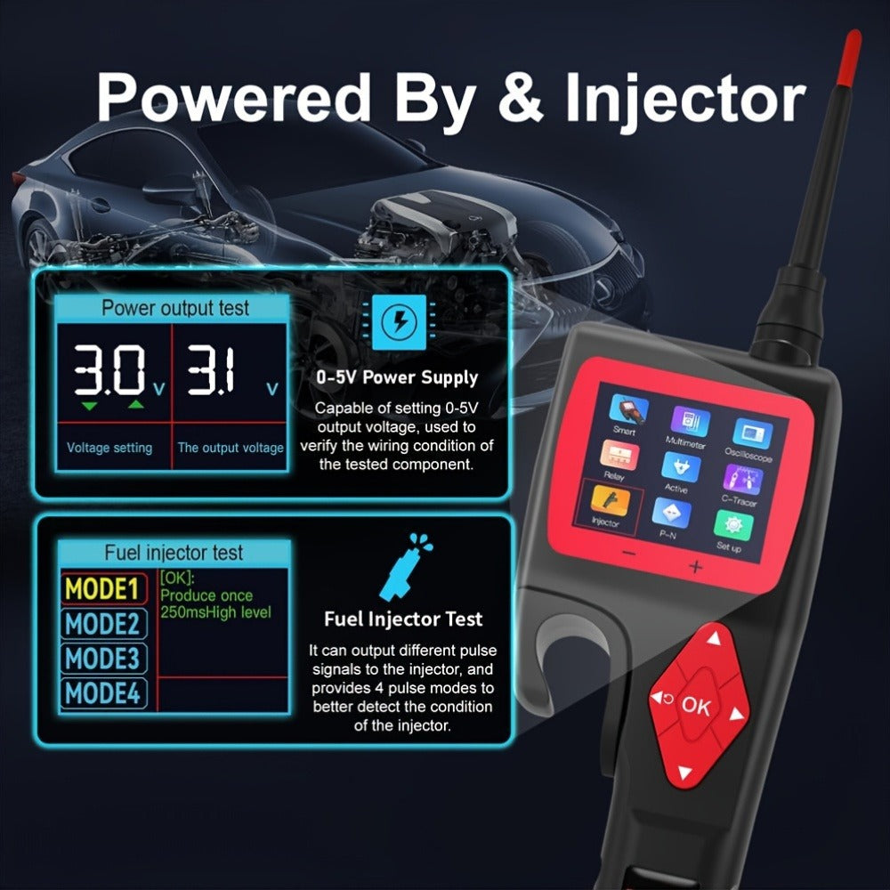Automotive Circuit Tester Topdiag P200 Pro 9-30V Oscilloscope Multimeter Relay Fuel Injector Test 0-5V Power Supply Component Activation 20ft Cable Smart Voltage Resistance Diagnostic Tool