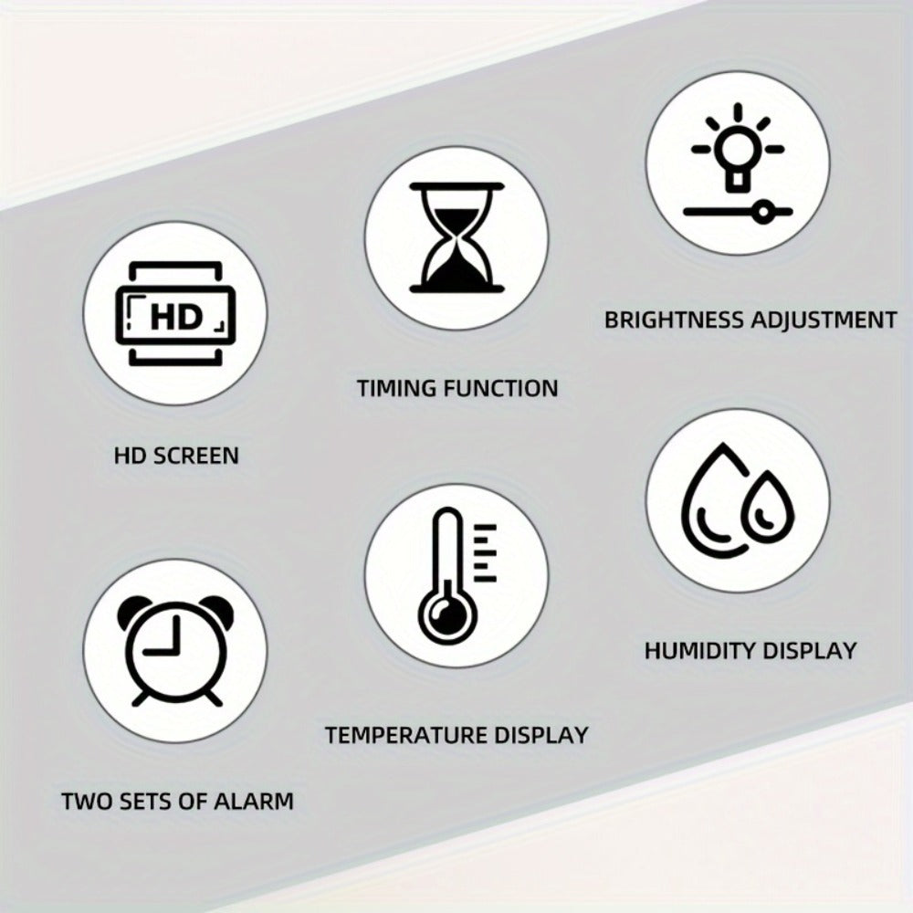 LED Alarm Clock Large Screen - Digital Clock with Temperature Humidity Week Display, Bedroom Living Room Office Desk Clock