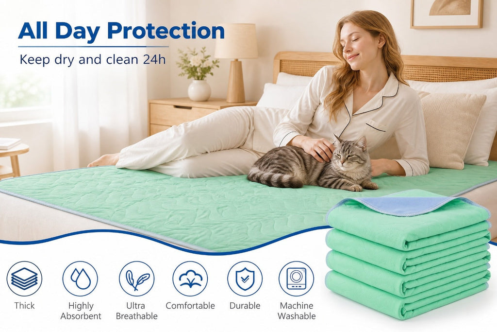 Washable Reusable Underpads 36x36 Inch Extra Heavy Absorbency Waterproof Bed Pads for Adults Kids and Elderly Quick Drying Leak-Proof Mattress Protector Pee Pads for Dogs and Puppies Couch Sofa Floor Protection