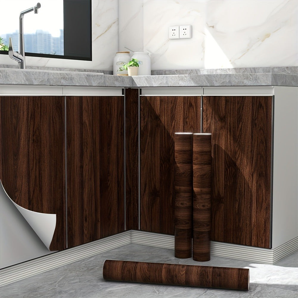 Wood Grain Contact Paper Peel and Stick Wallpaper - Self-Adhesive Removable Wall Sticker Waterproof Vinyl Film for Cabinets Countertops Furniture Doors Tables - White Black Brown DIY Home Decor