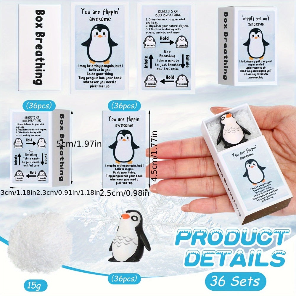 Emotional Support Penguin Resin Cards 36 Sets ¨C Positive Affirmation Appreciation Gifts for Teachers Volunteers Employees Coworkers, Mental Health Uplifting Messages, Graduation Desk Decor Gift