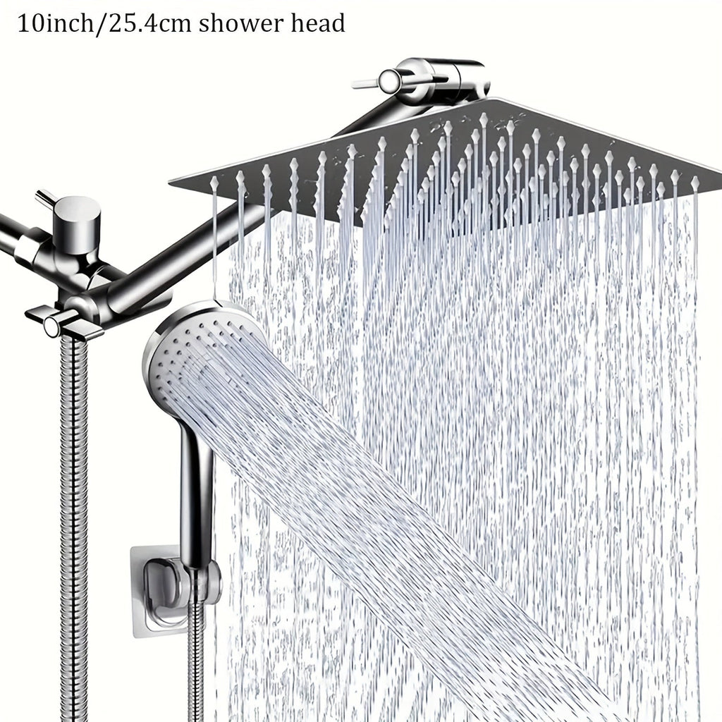 Rain Shower Head with Handheld Spray Combo 8 10 12 Inch High Pressure Rainfall Showerhead Adjustable Arm Wall Mount Chrome Black Bathroom