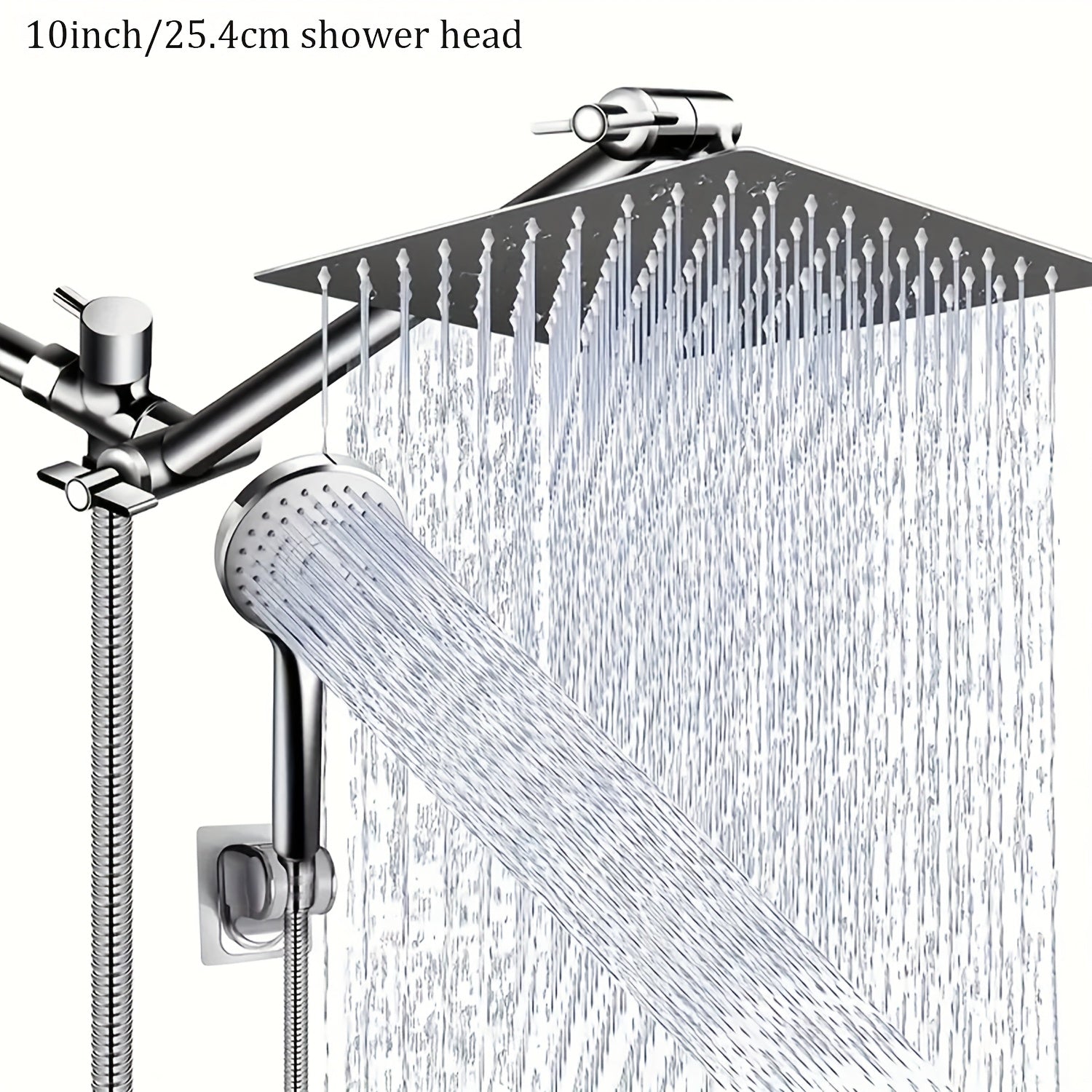 Rain Shower Head with Handheld Spray Combo 8 10 12 Inch High Pressure Rainfall Showerhead Adjustable Arm Wall Mount Chrome Black Bathroom