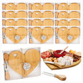 Mini Heart Charcuterie Board Set 6/12 Pack ¨C Wood Cheese Board with Knives Bridal Shower Favor Thank You Gift Box for Wedding Birthday Valentine Christmas Party Guest Bamboo Acacia