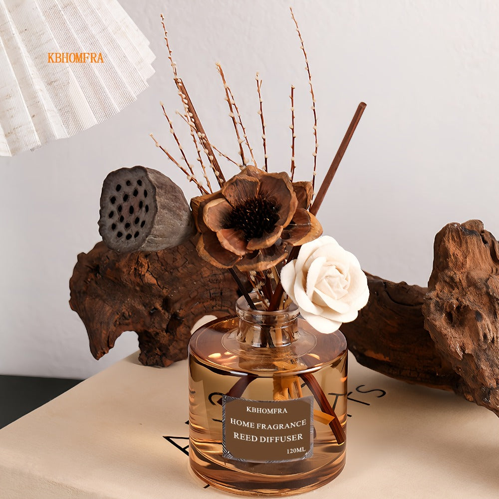 Reed Diffuser Set with Dried Flowers ¨C Jasmine, Cedar, Sandalwood & Gardenia Scents, 120ml 90-Day Long-Lasting Home Fragrance
