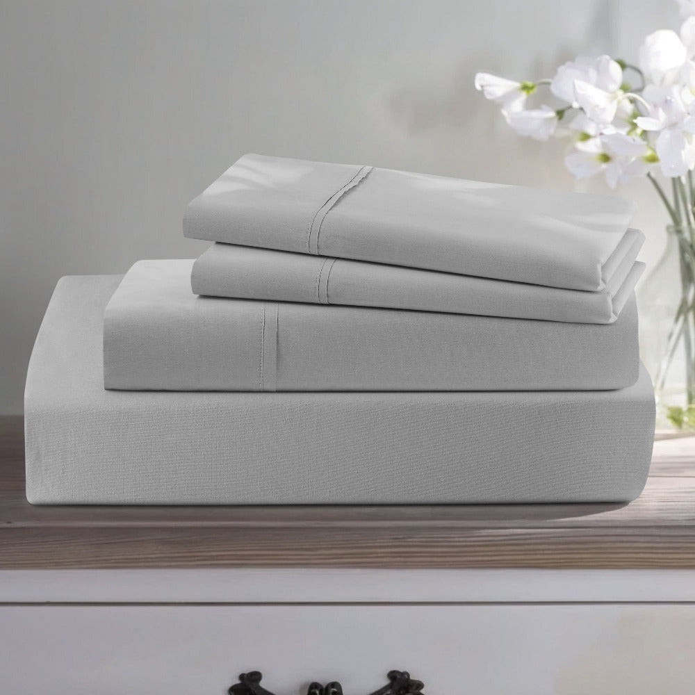 Egyptian Cotton Sheet Set 1000 Thread Count - Deep Pocket Fitted Sheet, Sateen Weave, Breathable Soft Bedding Set for King Queen Full Twin