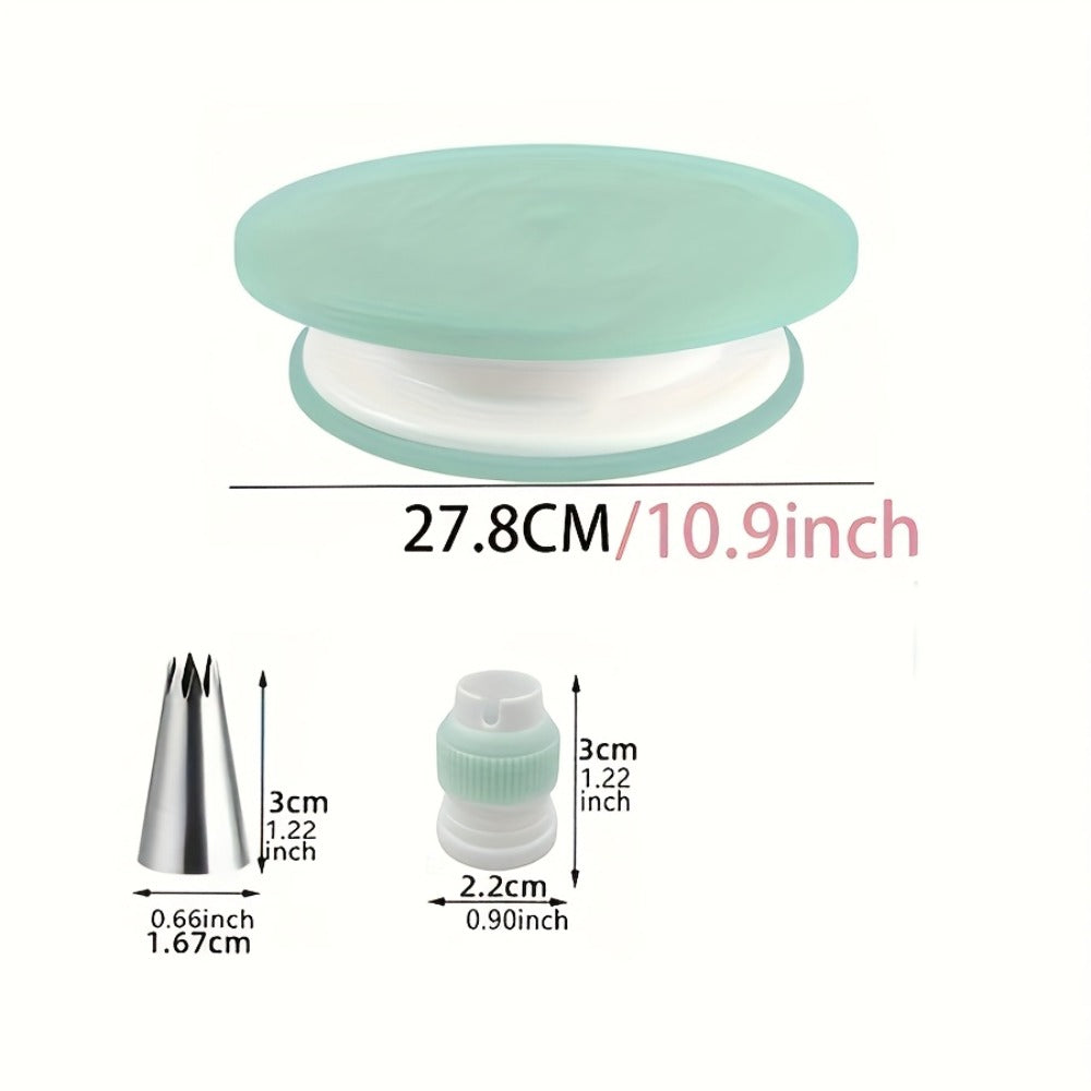 Cake Decorating Supplies Kit 208pcs, Stainless Steel Piping Nozzles Set with Cake Turntable Piping Bags Muffin Cups Chocolate Molds, Complete Baking Tools for Cupcakes Pastry Cookies Beginners