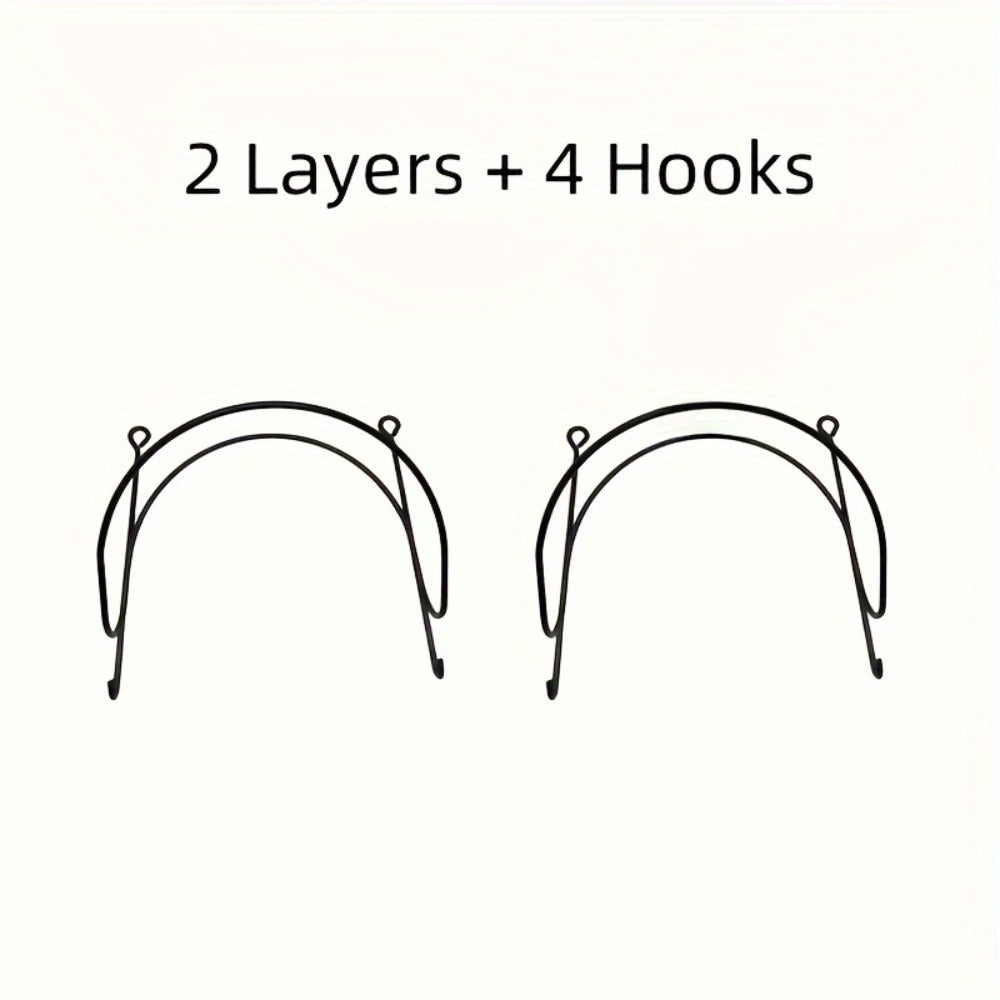 Wall Mounted Towel Rack with Hooks 6pcs Iron Hanging Rack Set Multi-Layer Wall Storage Organizer for Bathroom, Bedroom & Kitchen ¨C Easy Install, Clothes & Towel Hanger