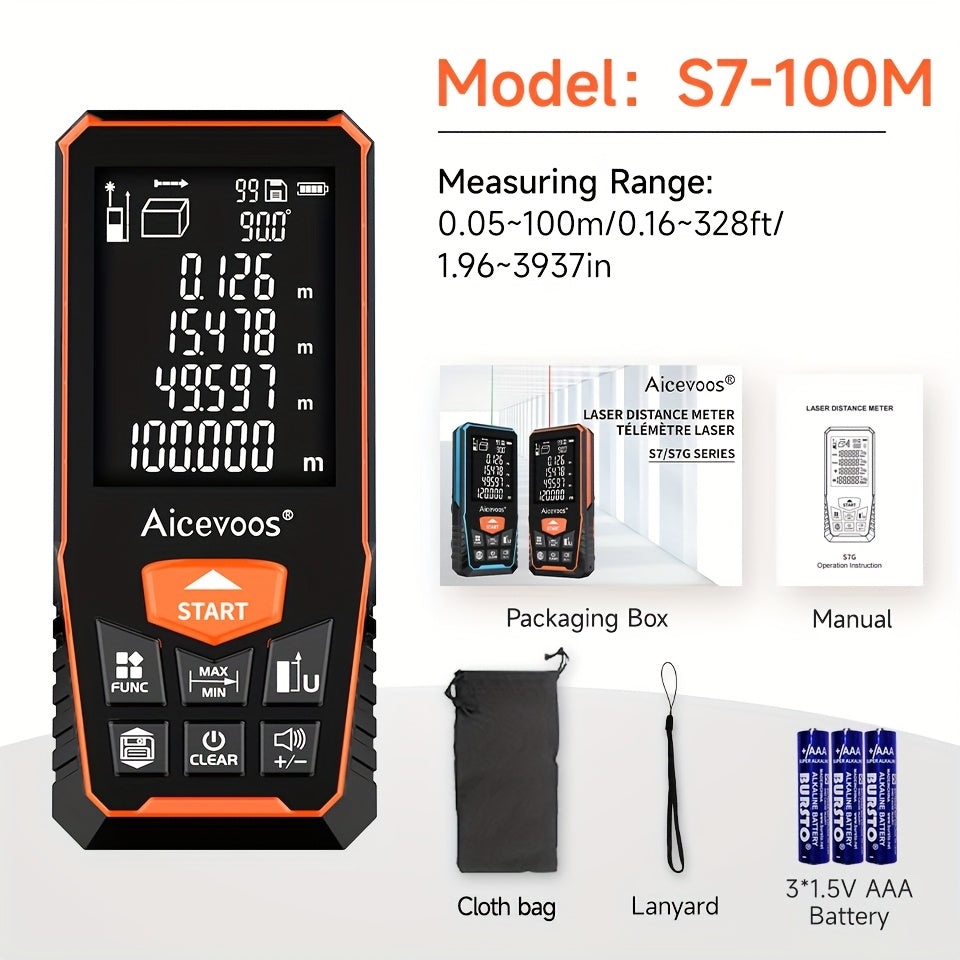 Digital Laser Rangefinder 50M 70M 100M 120M Laser Distance Meter Tape Measure Range Finder for Construction DIY Outdoor Contractor Gift