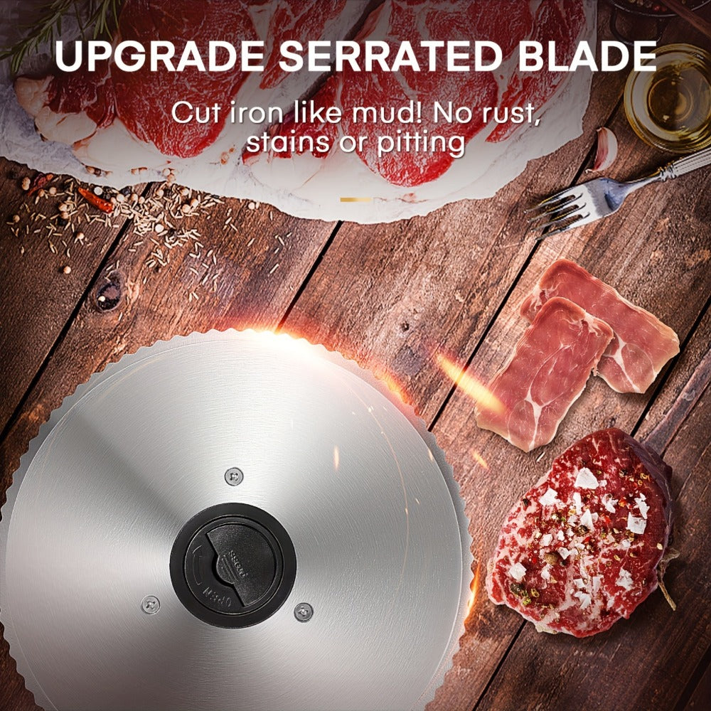 Electric Meat Slicer 200W Deli Food Slicer with Two 7.5¡± Removable Stainless Steel Blades 0-15mm Thickness Control Cut Meat Ham Bread Cheese Fruit for Home Use