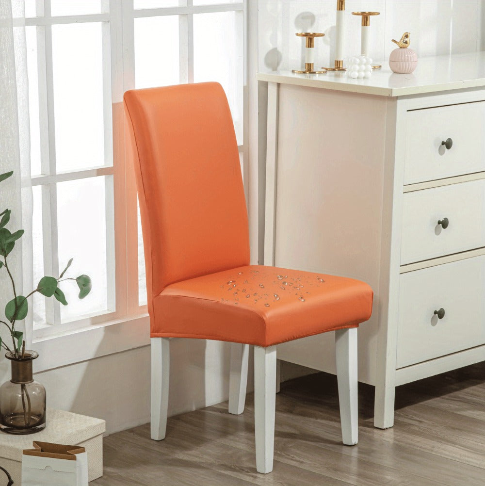 Dining Chair Covers Set of 4 6 Waterproof PU Leather Stretch Slipcover Oil Proof Universal Fit Chair Protector for Dining Room Kitchen Hotel Home Decor - 9 Colors