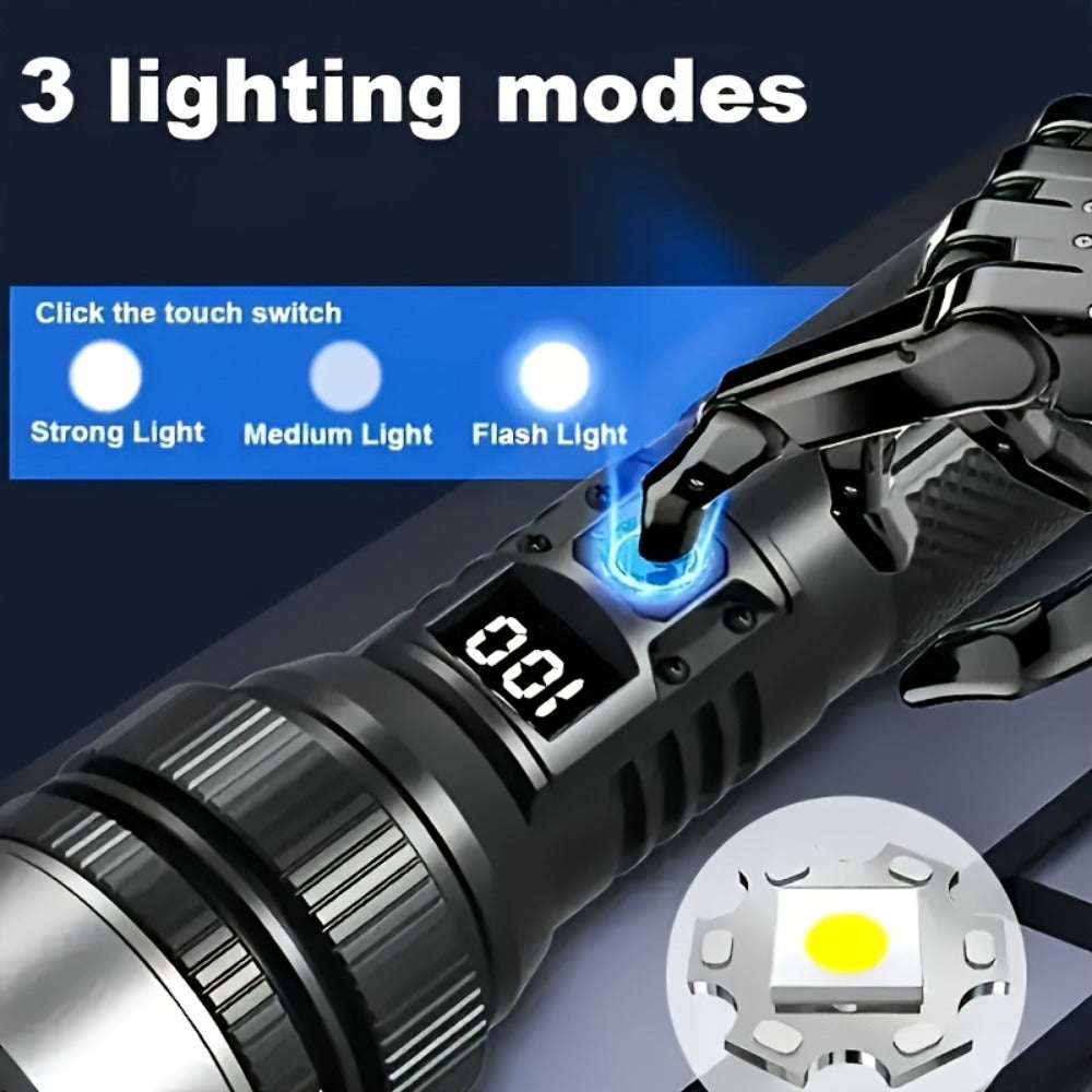 LED Flashlight Rechargeable 1000 Lumen ¨C 2-Pack Super Bright Tactical Flashlight with Digital Display, Camping Fishing Hunting Emergency Lighting, Gift Box Included, Father's Day Gift for Men
