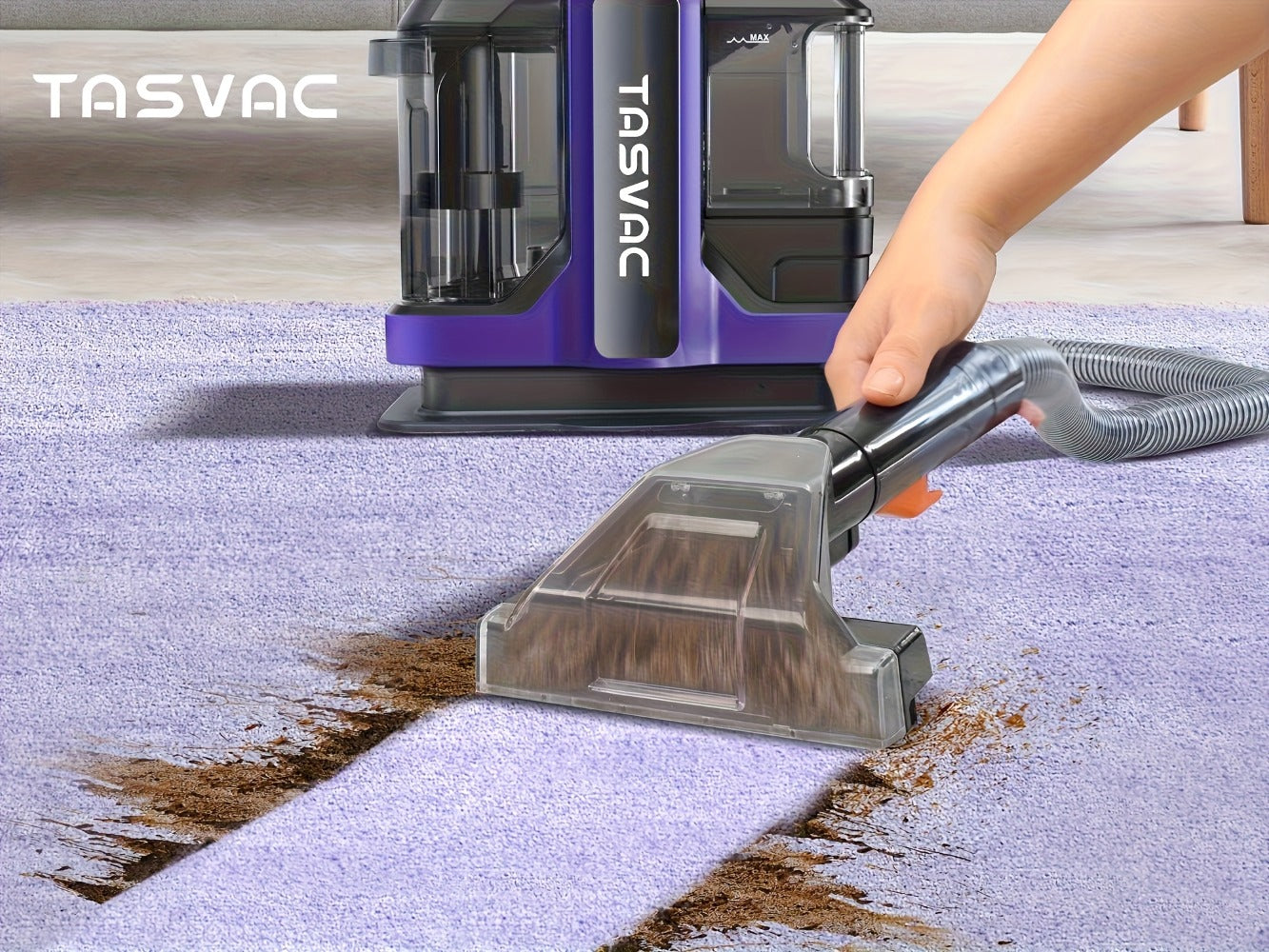 Portable Carpet Cleaner Deep Cleaning Machine with Dual Brushes Powerful Spray for Upholstery Stairs Car Seats Tough Stain Removal