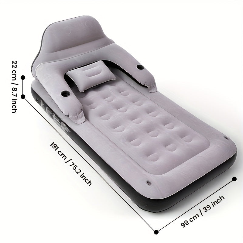 Inflatable Air Mattress with Backrest Pillow & Built-in Pump, Self-Inflating Portable Camping Bed for Outdoor Hiking Travel, Double Size Guest Bed for Home Floor Sleeping