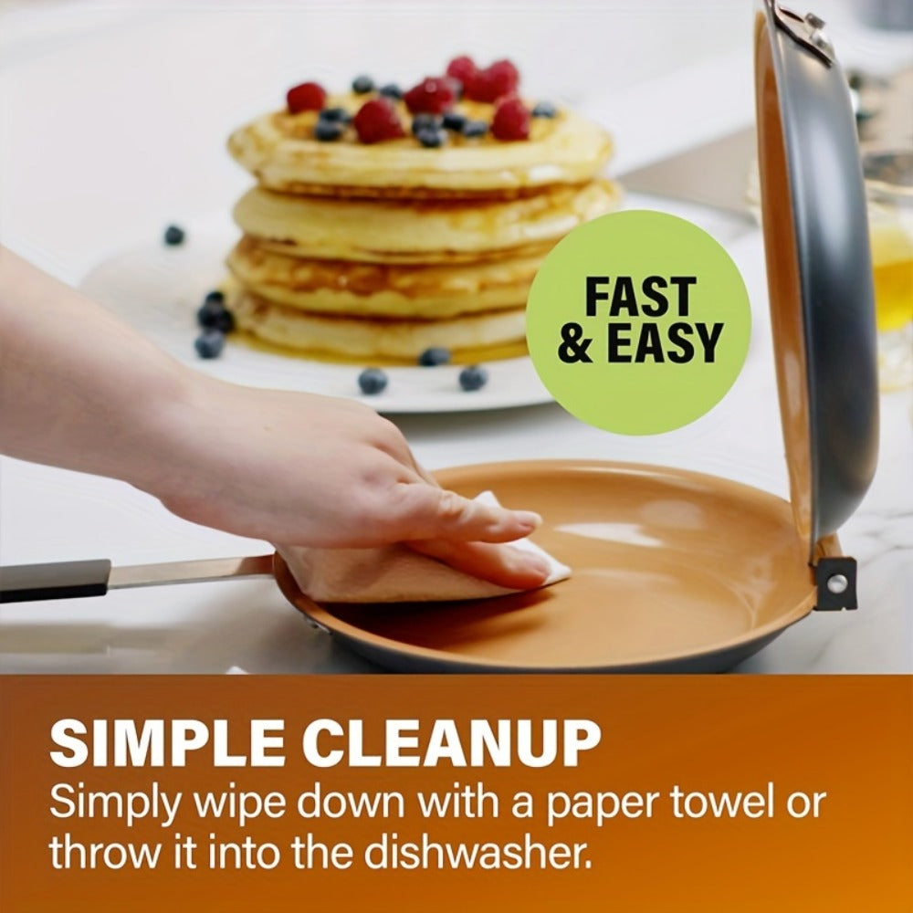 Double-Sided Non-Stick Omelette Pan ¨C Reversible Flip Skillet for Fluffy Pancakes, Omelets & Italian Omelettes | Dishwasher Safe, Indoor & Outdoor Cooking, Camping Kitchen Essentials