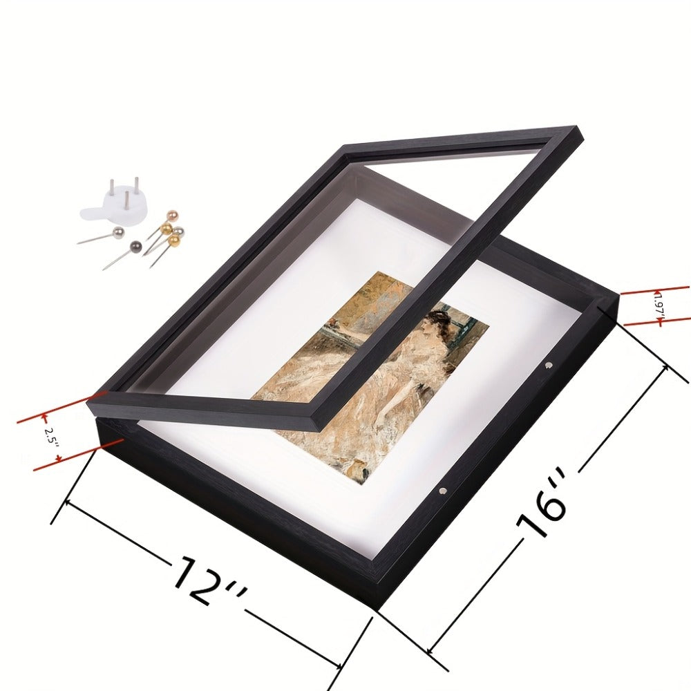 Shadow Box Frame 12x16 ¨C Large Deep Display Case with Plexiglass Cover for Photos, Medals, Flowers, Memorabilia & Keepsakes, Sturdy Wall Mountable Memory Box, Black