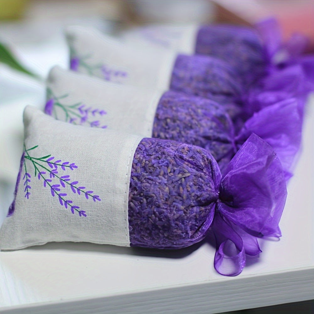 Lavender Scented Sachets Bags for Drawer Wardrobe Closet Car Fragrance - 5A Grade Fresh Purple Lavender Aroma Home Freshener Moth Repellent Gift Set 5pcs or Trial Pack